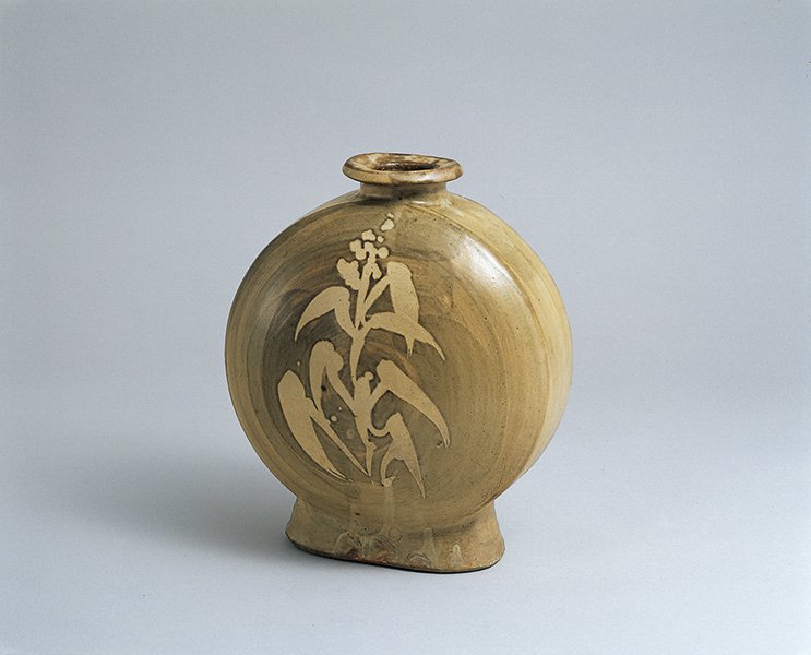 浜田庄司《刷毛目蠟拔黍紋扁壺》