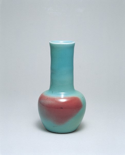 Kanjiro Kawai, Vase, porcelain, copper red with celadon glaze