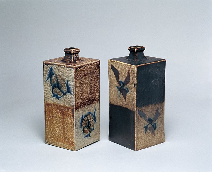 Shoji Hamada, Bottles, stoneware, salt glaze