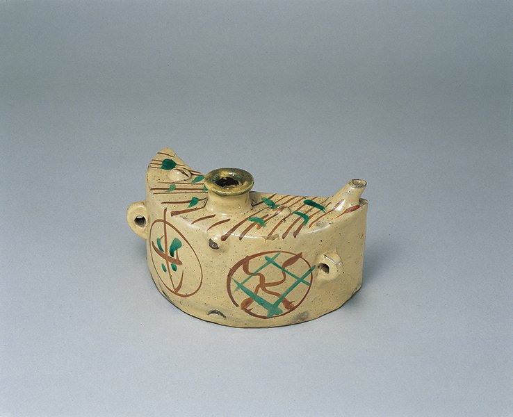 Shoji Hamada, Bottle, stoneware, Ryukyu-style on-glaze decoration