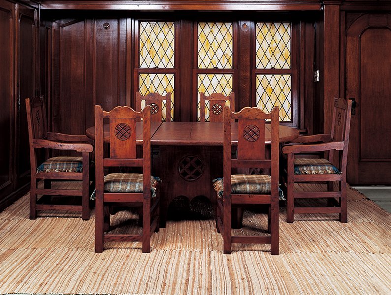 Tatsuaki Kuroda, Table Set, zelkova with laquer Armchairs, zelkova with laquer Chairs, zelkova with laquer