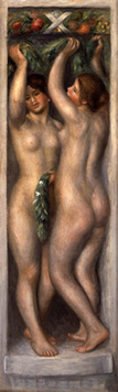 オーギュスト･ルノワール
《葉と果実の飾りのある若い裸婦》 
